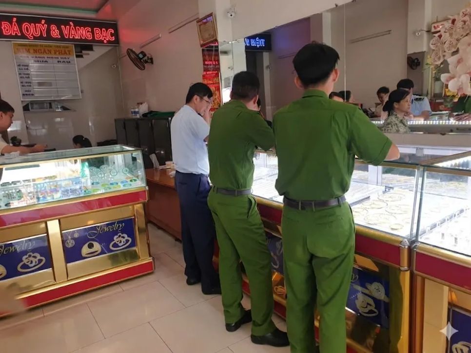 Cơ quan chức năng kiểm tra một cửa hàng kinh doanh vàng