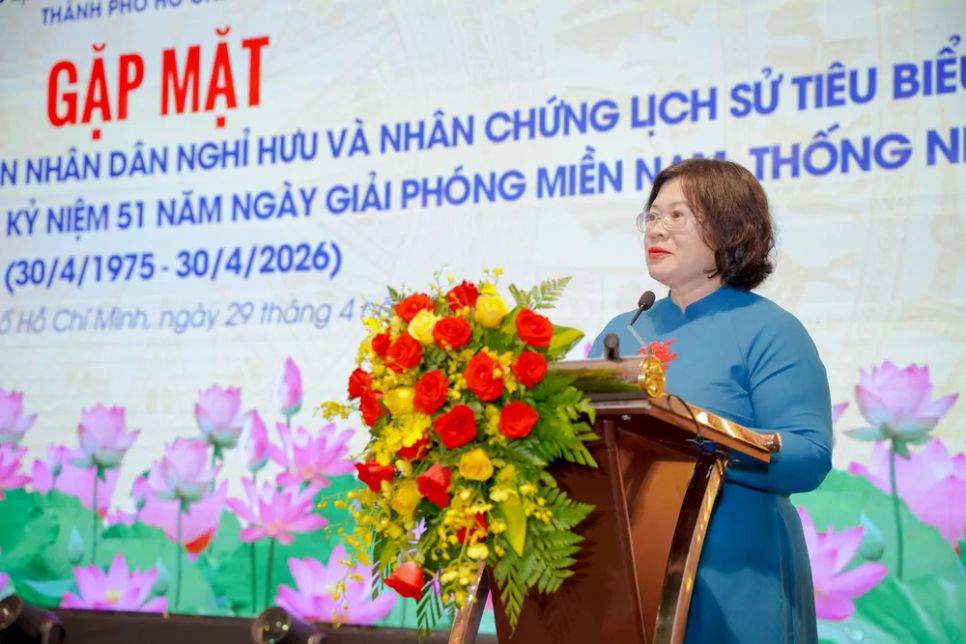 Phó Bí thư Thành ủy TPHCM Văn Thị Bạch Tuyết phát biểu tại chương trình