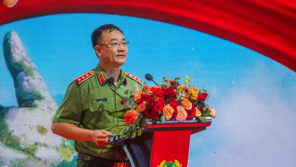 Thượng tướng Phạm Thế Tùng, Thứ trưởng Bộ Công an phát biểu tại lễ khai mạc. Ảnh: XUÂN QUỲNH