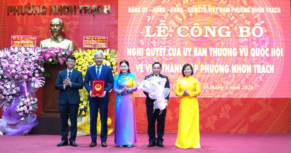 Lễ công bố thành lập phường Nhơn Trạch