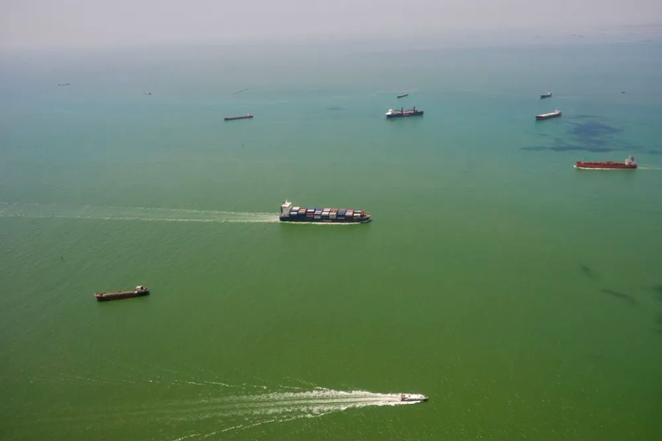 Tàu container vận chuyển hàng hóa xuất nhập khẩu tại khu vực cảng Cái Mép, TPHCM. Ảnh: HOÀNG HÙNG