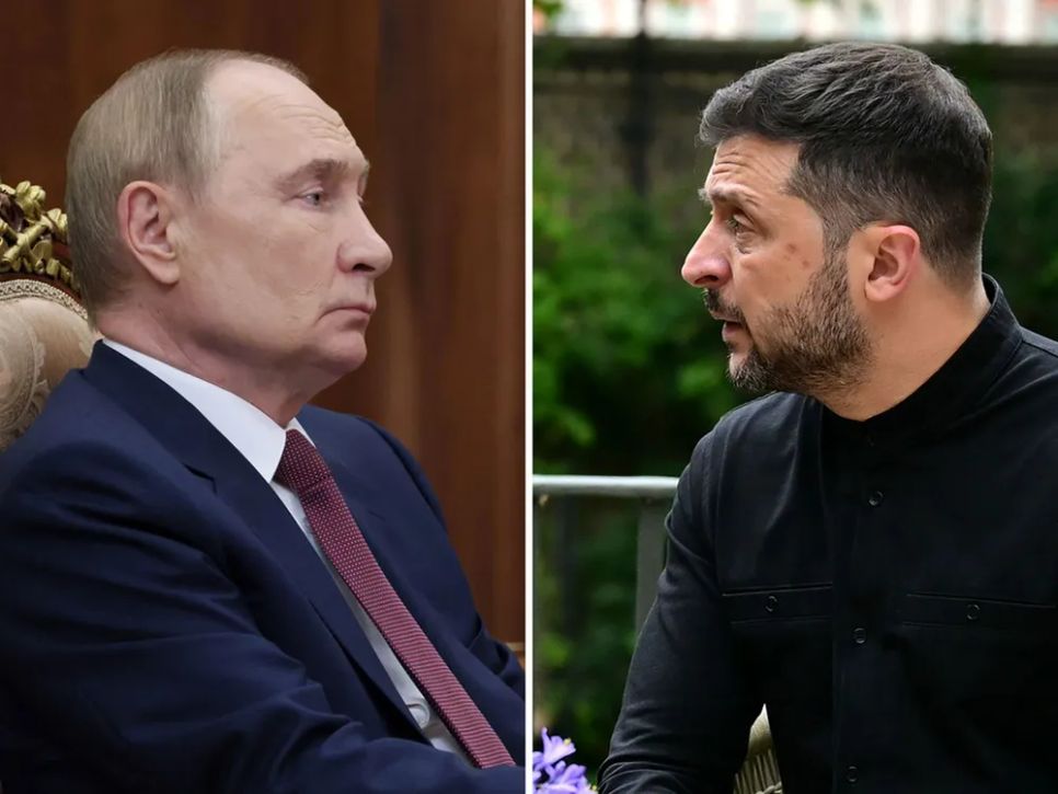 Ảnh ghép Tổng thống Nga Vladimir Putin và Tổng thống Ukraine Volodymyr Zelensky. Ảnh: CNN
