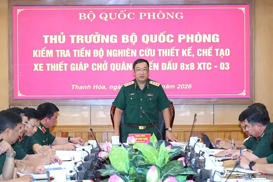 Thượng tướng Phạm Hoài Nam phát biểu kết luận tại buổi kiểm tra. Ảnh: Bộ Quốc phòng