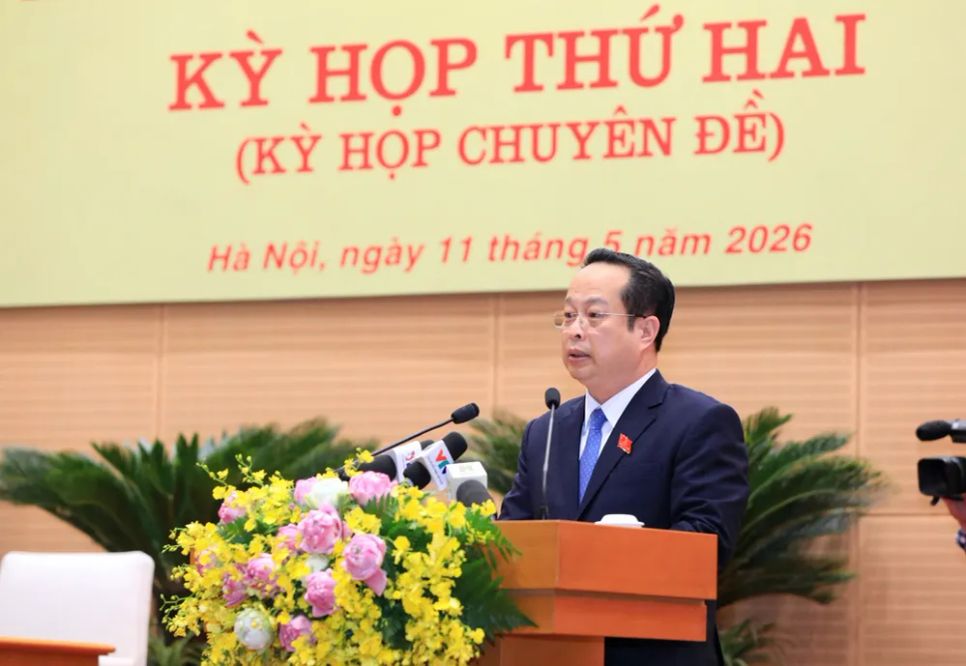 Đồng chí Trần Thế Cương, Phó Chủ tịch Thường trực HĐND TP Hà Nội phát biểu tại kỳ họp. Ảnh: BẢO CHI