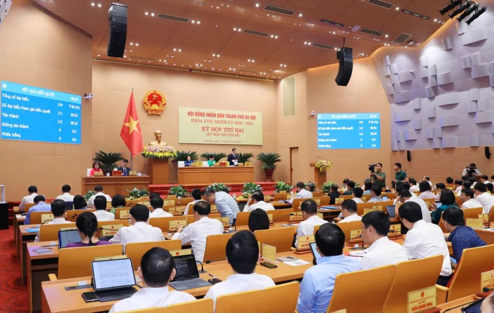 HĐND TP Hà Nội thông qua chủ trương đầu tư dự án Trục đại lộ cảnh quan sông Hồng. Ảnh: BẢO CHI