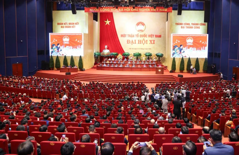 Quang cảnh phiên khai mạc Đại hội đại biểu toàn quốc MTTQ Việt Nam lần thứ XI nhiệm kỳ 2026-2031, sáng 12-5. Ảnh: QUANG PHÚC