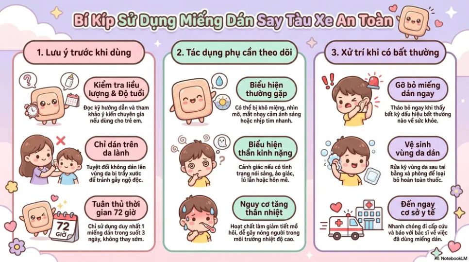 Bác sĩ hướng dẫn cách sử dụng miếng dán chống say xe an toàn. Nguồn: BVNĐ2.
