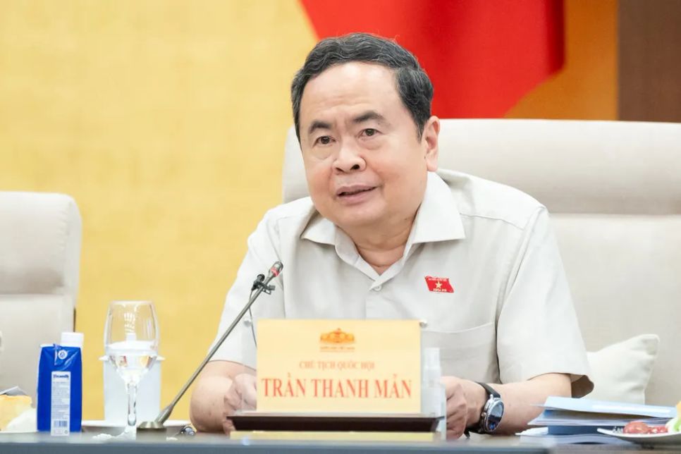 Chủ tịch Quốc hội Trần Thanh Mẫn phát biểu tại hội nghị. Ảnh: VIẾT CHUNG