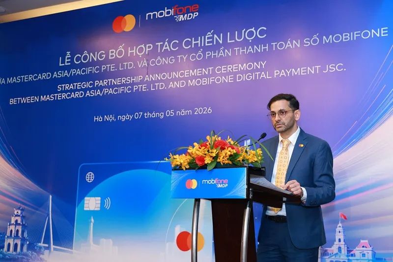 Ông Sharad Jain - Giám đốc Quốc gia của Mastercard tại Việt Nam Lào và Campuchia phát biểu tại sự kiện