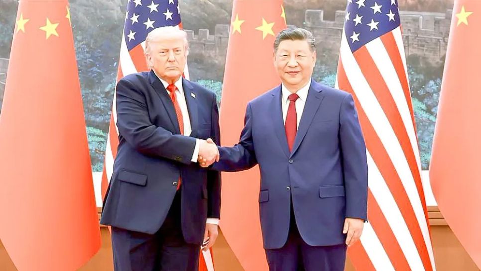 Chủ tịch Trung Quốc Tập Cận Bình và Tổng thống Mỹ Donald Trump trước khi vào hội đàm. Ảnh: THX