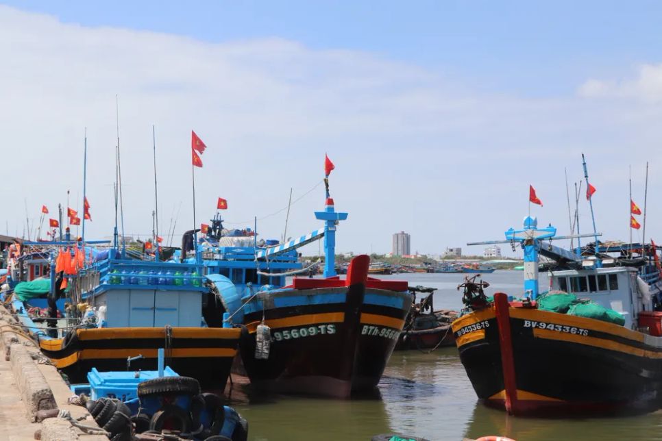 Tàu cập cảng Hưng Thái, xã Long Hải bốc dỡ thủy sản