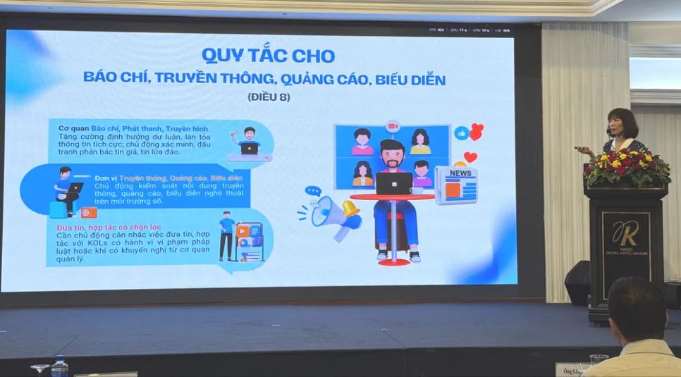 Bà Nguyễn Thị Thanh Huyền, Phó Cục trưởng Cục Phát thanh, truyền hình và thông tin điện tử phát biểu tại hội nghị Bà Nguyễn Thị Thanh Huyền, Phó Cục trưởng Cục Phát thanh, truyền hình và thông tin điện tử phát biểu tại hội nghị
