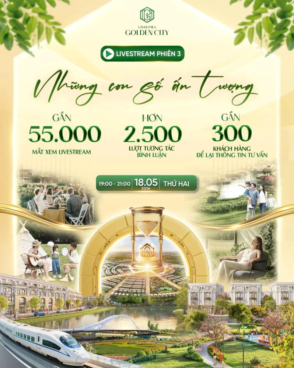 Phiên livestream số 3 của Vinhomes Golden City tạo sức hút mạnh mẽ từ đông đảo khách hàng và nhà đầu tư