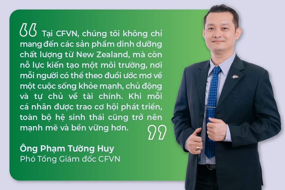 Ông Phạm Tường Huy - Phó tổng giám đốc CFVN cho biết doanh nghiệp nỗ lực kiến tạo một môi trường làm việc, nơi mỗi người có thể theo đuổi ước mơ về cuộc sống khỏe mạnh và tự chủ về tài chính.