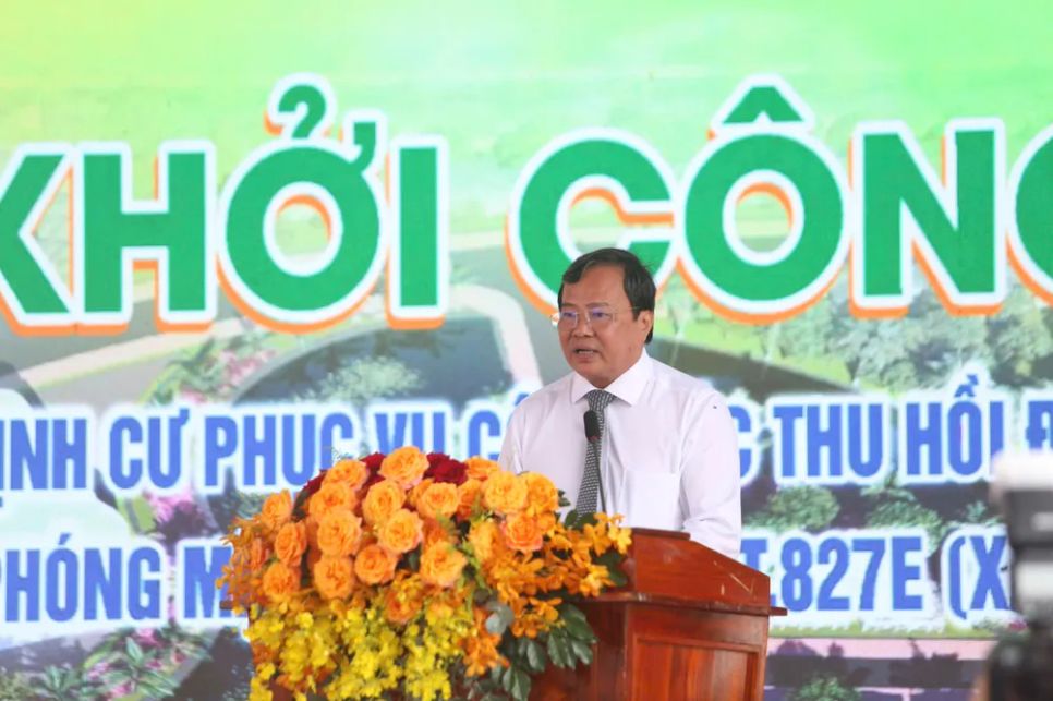 Chủ tịch UBND tỉnh Tây Ninh Lê Văn Hẳn phát biểu tại lễ khởi công