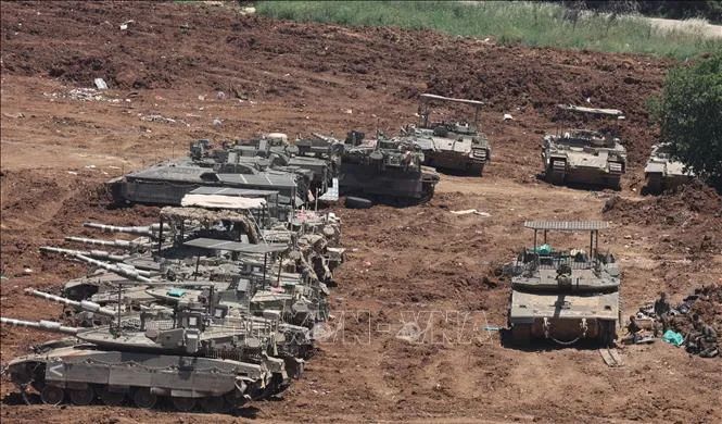 Binh sĩ Israel được triển khai tại khu vực biên giới với Liban ngày 11-5. Ảnh: THX/TTXVN