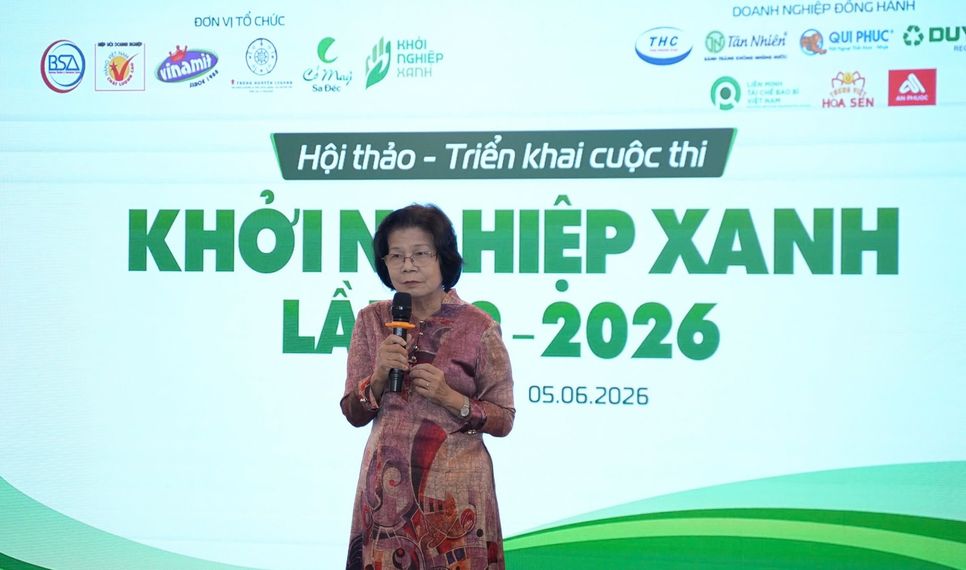 Bà Vũ Kim Hạnh - Chủ tịch Hiệp hội Doanh nghiệp Hàng Việt Nam Chất Lượng Cao (HVNCLC) phát động cuộc thi