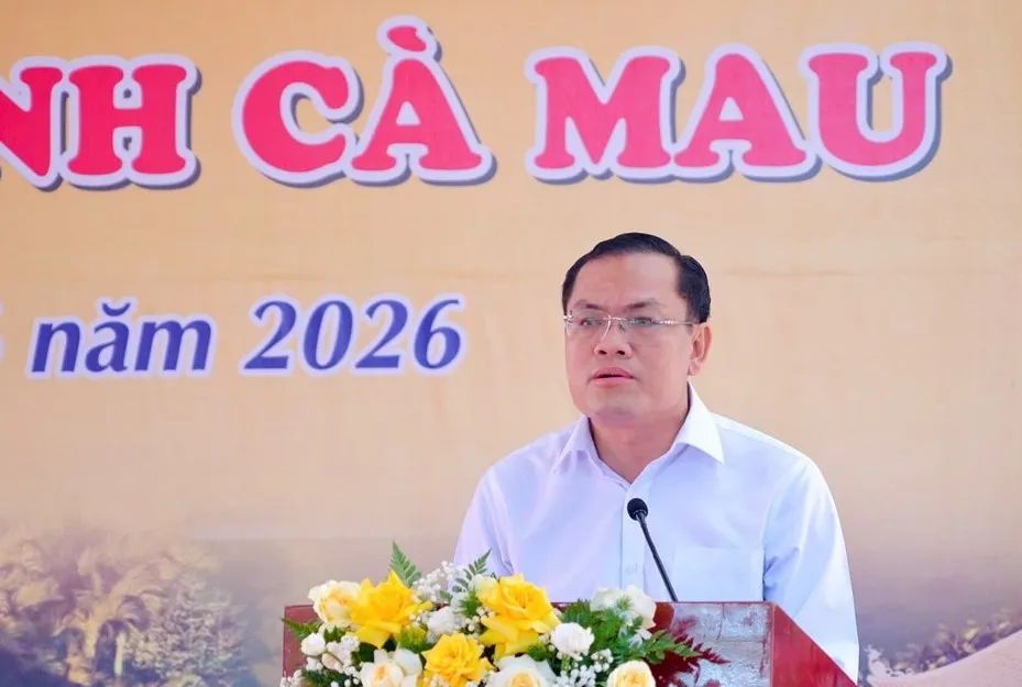 Phó Chủ tịch UBND tỉnh Cà Mau Ngô Vũ Thăng phát biểu tại buổi lễ