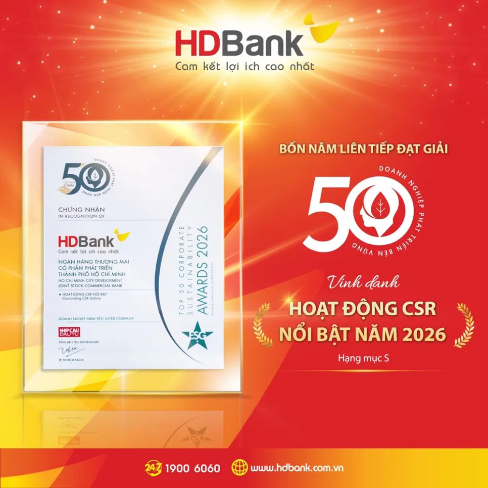 HDBank vào top 50 doanh nghiệp phát triển bền vững tiêu biểu