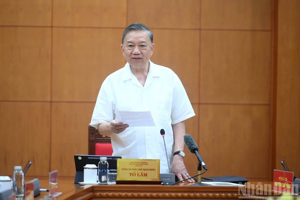 <span>Tổng Bí thư, Chủ tịch nước Tô Lâm phát biểu kết luận tại cuộc làm việc - Ảnh: Báo Nhân Dân</span> <span>Tổng Bí thư, Chủ tịch nước Tô Lâm phát biểu kết luận tại cuộc làm việc - Ảnh: Báo Nhân Dân</span>