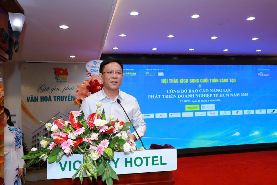 Ông Nguyễn Ngọc Hồi - Phó giám đốc Sở Văn hoá và Thể thao TP.HCM phát biểu - Ảnh: Hoàng Chương