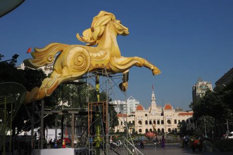 Đường hoa Nguyễn Huệ nước rút hoàn thiện trước ngày khai mạc