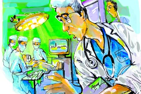 Bên hành lang bệnh viện