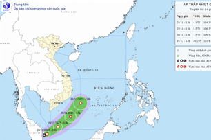 Xuất hiện áp thấp nhiệt đới dị thường đi ngược lên Biển Đông
