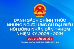 Danh sách chính thức những người ứng cử đại biểu HĐND TPHCM nhiệm kỳ 2026 - 2031 - Đơn vị bầu cử số 3