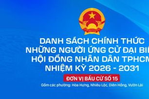Danh sách chính thức những người ứng cử đại biểu HĐND TPHCM nhiệm kỳ 2026 - 2031 - Đơn vị bầu cử số 15