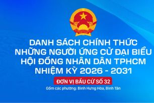 Danh sách chính thức những người ứng cử đại biểu HĐND TPHCM nhiệm kỳ 2026 - 2031 - Đơn vị bầu cử số 32
