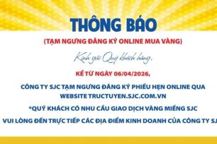 Công ty SJC dừng bán vàng miếng SJC trực tuyến