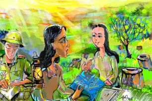 Chiếc khăn màu thiên thanh