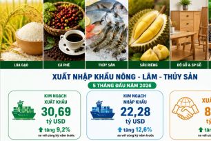 Xuất khẩu nông, lâm, thủy sản đạt 30,69 tỷ USD trong 5 tháng